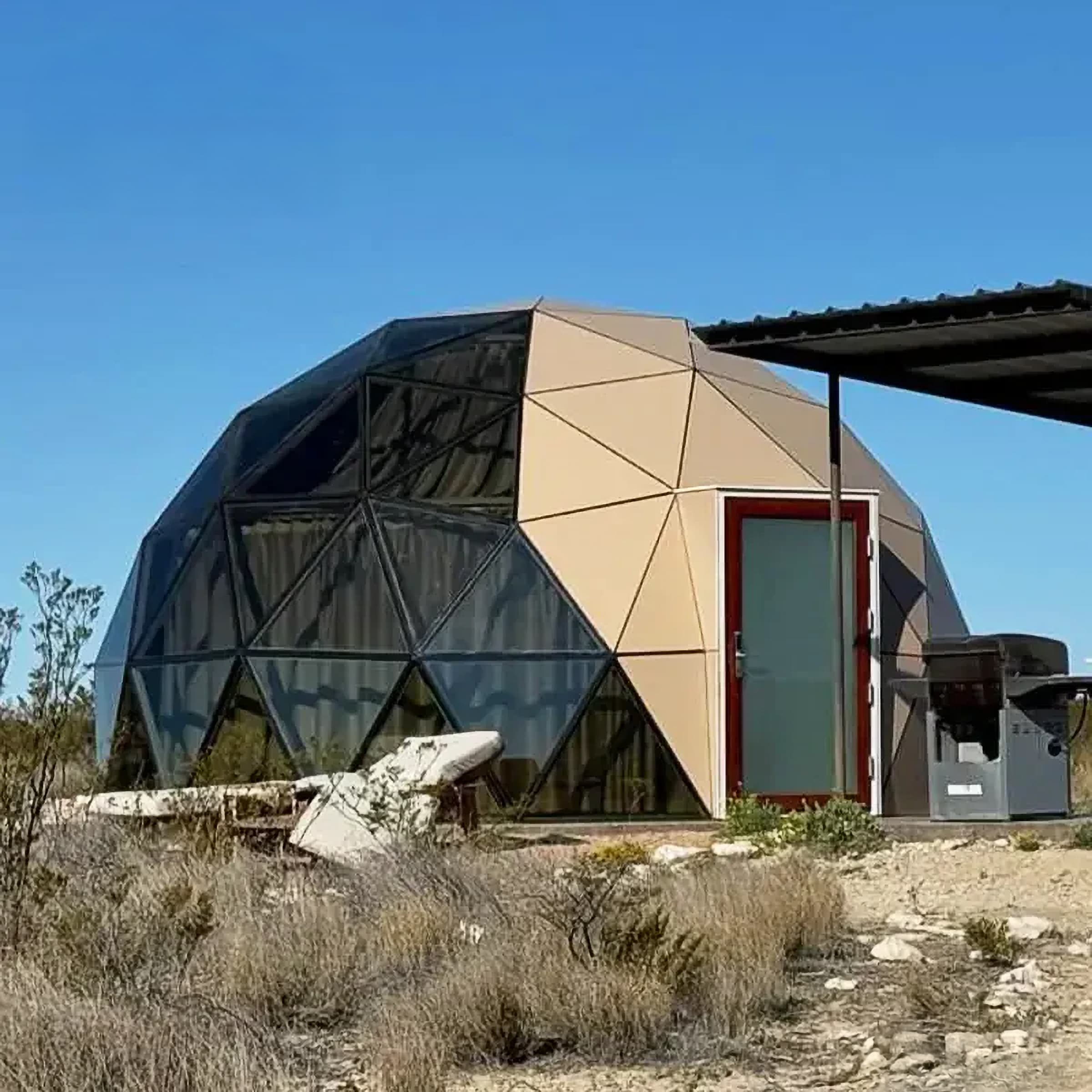 Hybrid geodesic dome house kit with glass and insulated panels. Perfect for glamping, Airbnb, or eco-resorts. Built to last by The Dome House. - Image 5