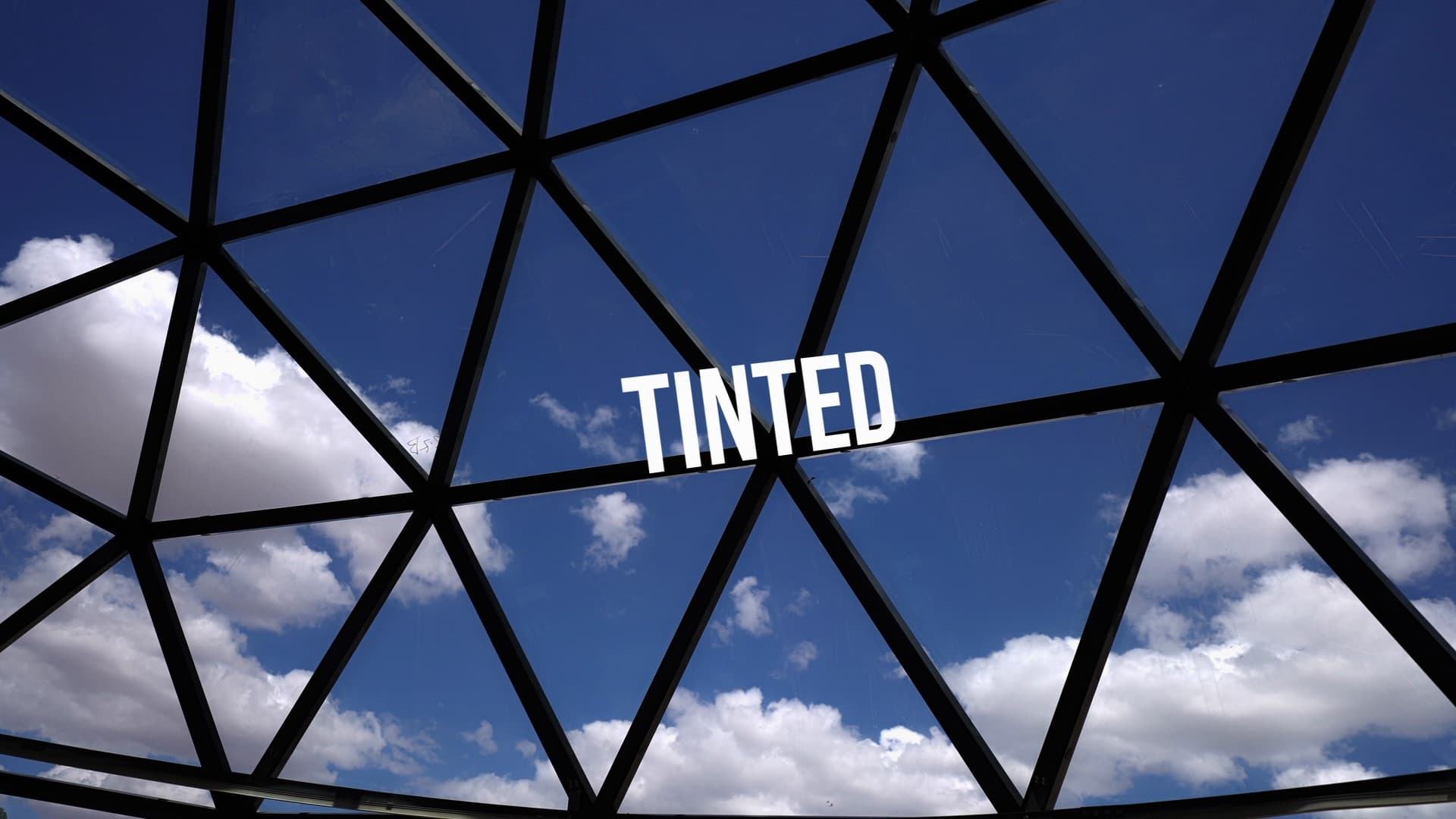 Tinted glass panels on a geodesic dome