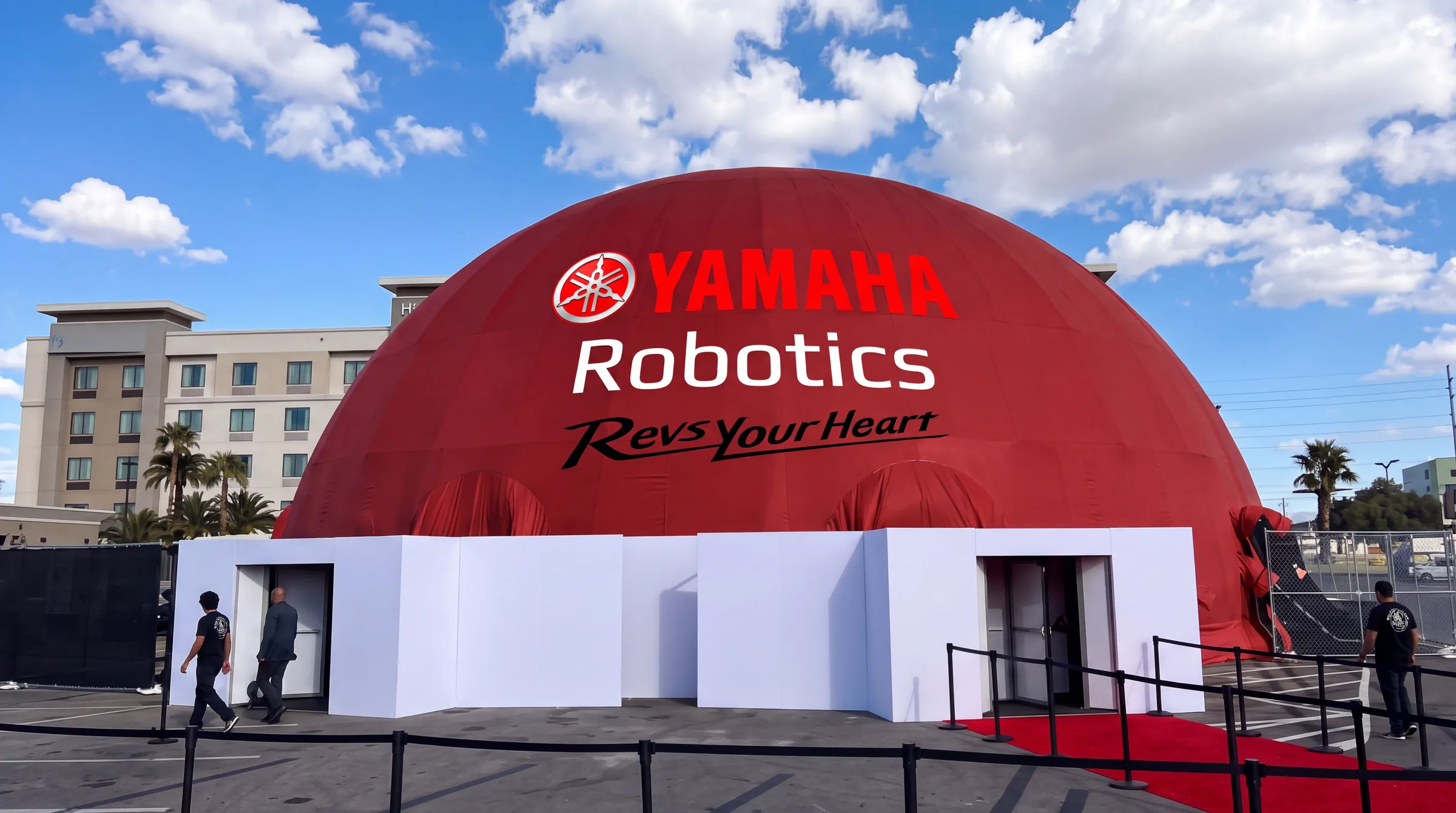 Inflatable dome with a printed exterior at a robotics brand activation